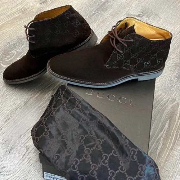 Vintage Gucci Men's Dark Brown Suede Boots - Picture 1 of 11